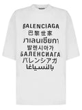 T-shirt Balenciaga bianca con logo multilingua